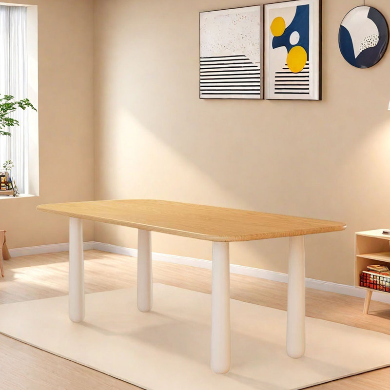 Solid Wood Rectangular Dining Table, Sturdy Legs, 29.5"H x 70.9"L x 31.5"W