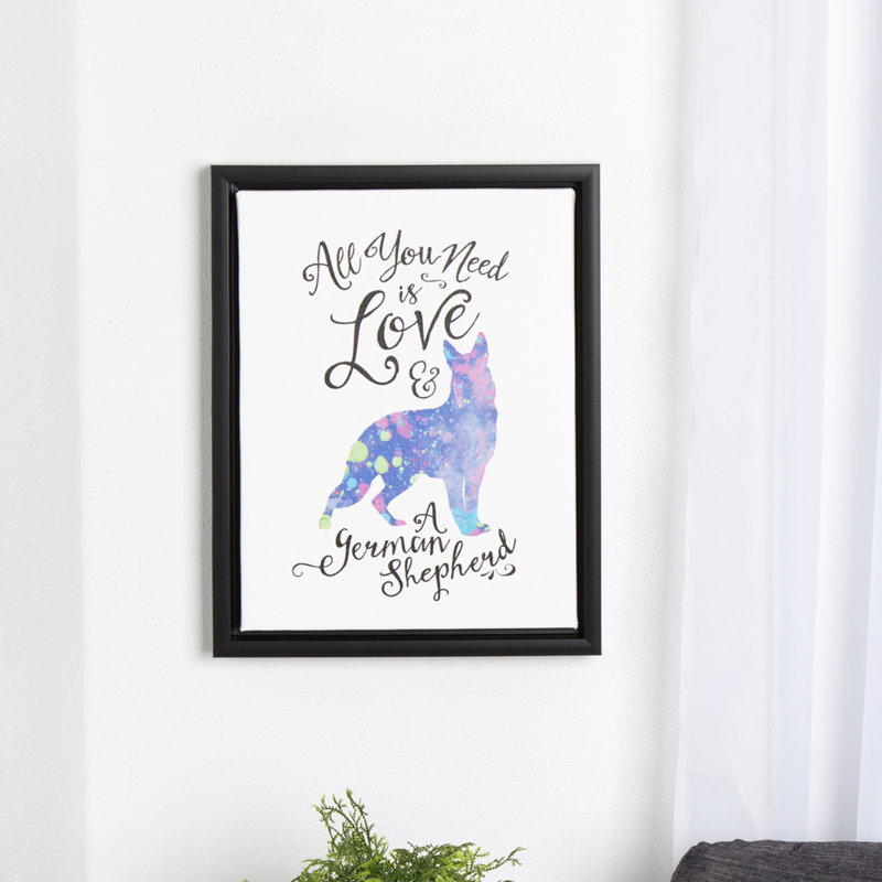 All You Need is Love German Shepherd Canvas Print with Black Frame
