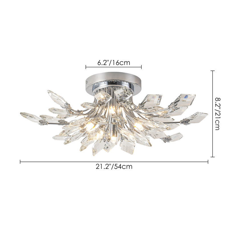 Kaianna 4 - Light Dimmable Unique/Statement Sputnik Flush Mount with Crystal Accents, Chrome