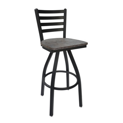 Tabouret de bar pivotant à dossier échelle Lima - Siège relique cuivre rustique - Structure en acier - Finition noir sable