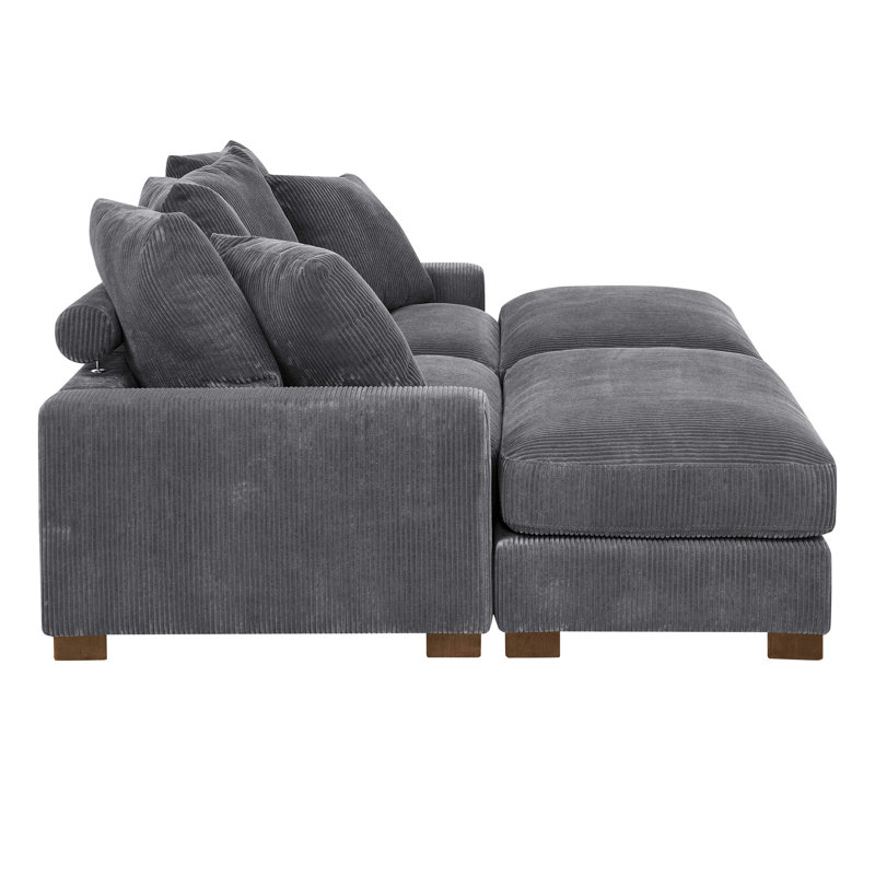 Plather Camel Upholstered Sectional Chaise Sofa
