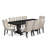 9-piece dining set includes a rectangular dining table and 8 Cream Linen Fabric dining chairs with Button Tufted Chair Back - Sand Blasting Black.-579371981-579372018-591513831