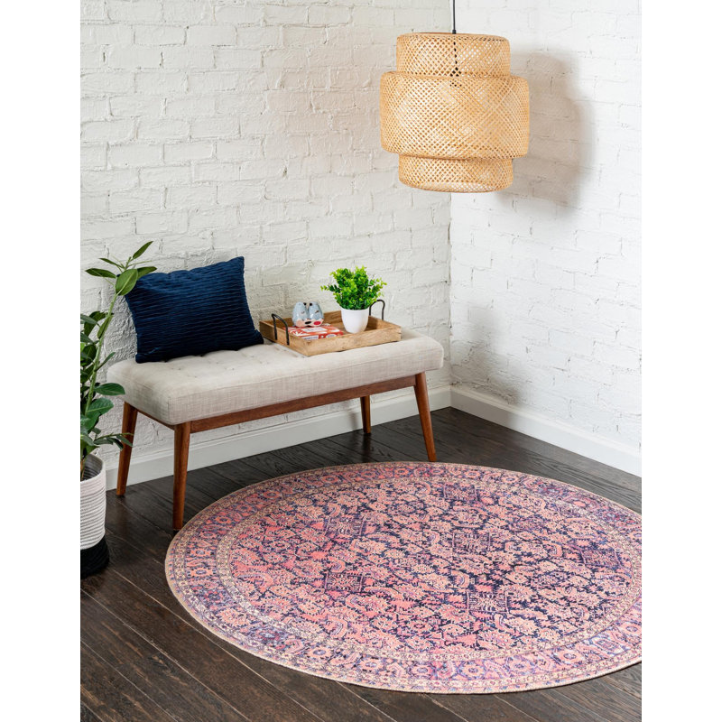 Chenille Geometric Indoor Rug, Round 7'7"