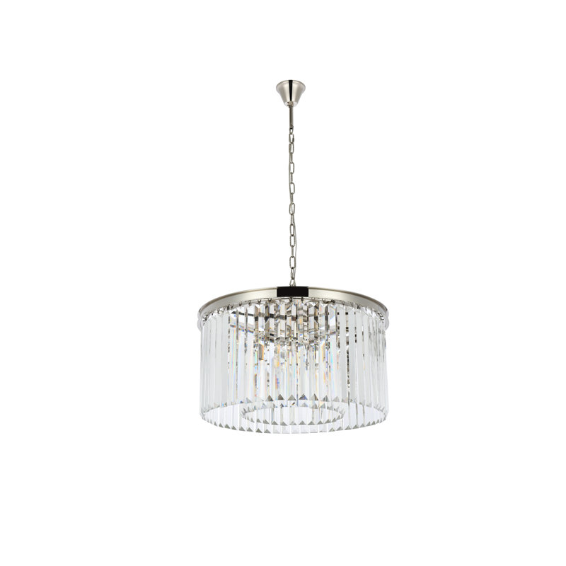 Yazmin 8 - Light Dimmable Drum Chandelier, Clear, Polished Nickel