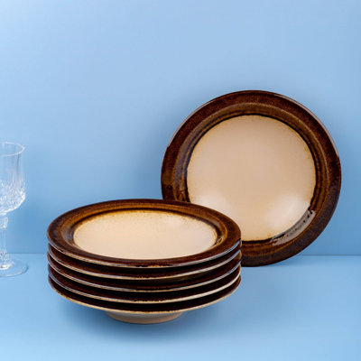 Assiette creuse en porcelaine de qualité supérieure | Bordure anti-éclaboussures | Va au micro-ondes et au lave-vaisselle