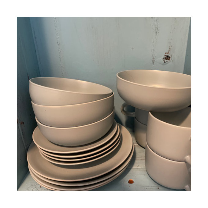 Strawberry Street Wazee Cereal Bowls - Set Of 6 Stoneware Bowls In Charcoal Gray