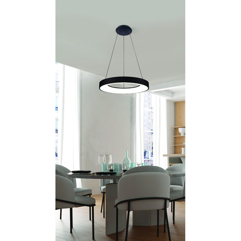 1 - Light LED Wagon Wheel Pendant, 6.2cm H x 38cm W x 38cm D, Black