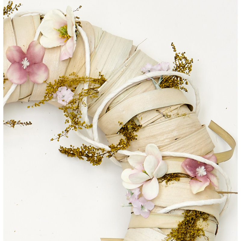 11" Dried Leaves & Spring Flowers Wreath
