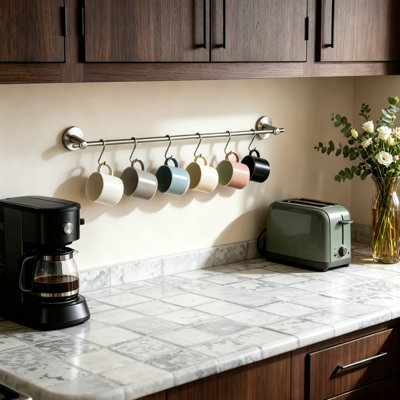 21 Inch Pot and Pan Hanger Wall Mounted, Stainless Steel with 10 S Hooks, Nickel