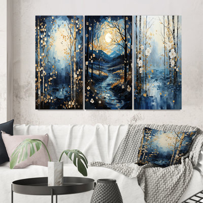 Birch Woods Moonlit Symphony - ensemble de 3 pièces d'art floral