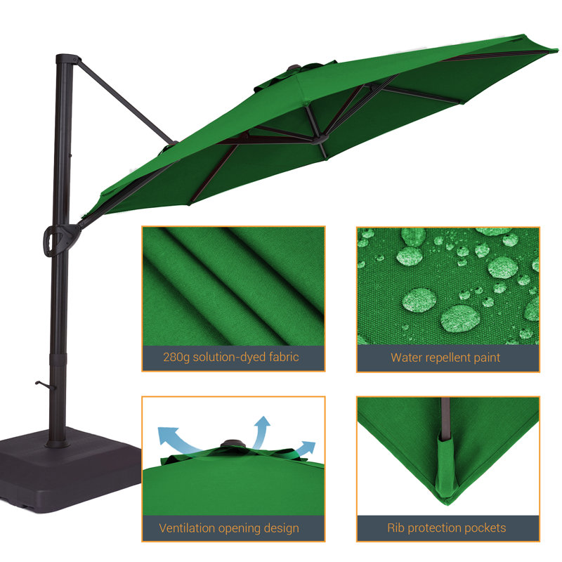 Parasol en porte-à-faux 11 pi Daljeet, Kelly vert
