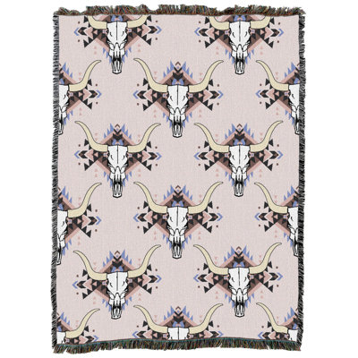 Pure Country Weavers Western Skulls Wild Horses - Tapestry Throw Blanket Woven from Cotton - Made in The USA (72x54)