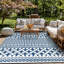 Tapis intérieur / extérieur à motif géométrique ivoire / bleu Ramveer-176703479