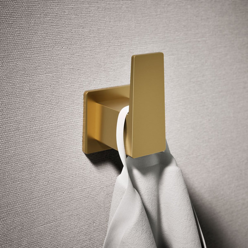 Honesty™ Wall Mounted Rectangular Bathroom Robe Hook, Towel Hook, Clothing Hook, Vibrant Brushed Moderne Brass