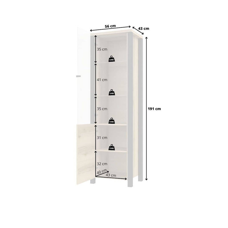 Altti Display Cabinet, Oak Okapi