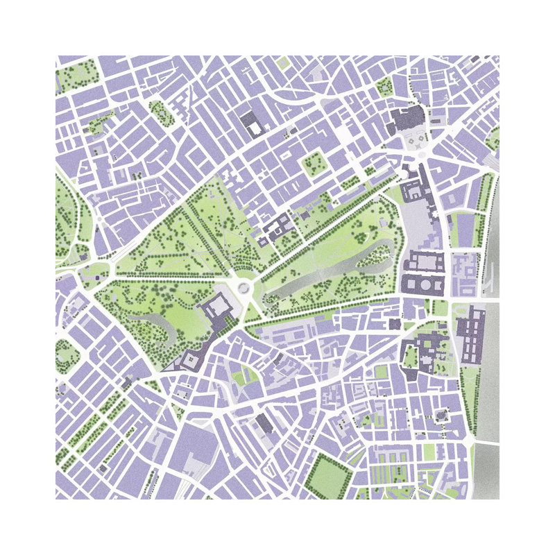 St James Park by Planos Urbanos - Wrapped Canvas Gallery-Wrapped Canvas Giclée, 93.98cm H x 93.98cm W