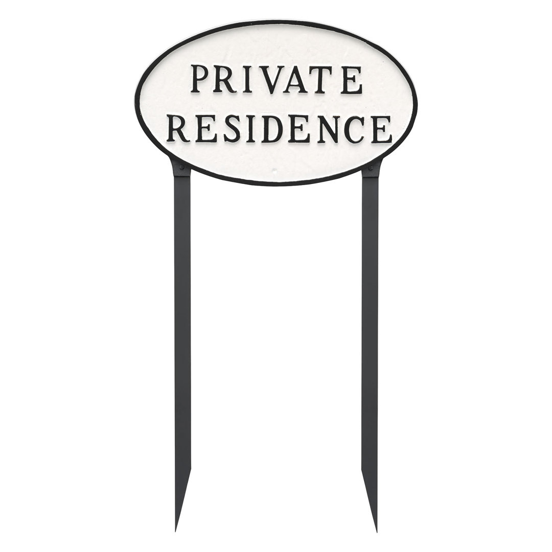 Large Oval Private Residence Statement Plaque Sign with Lawn Stakes Montague Metal Products Inc. 