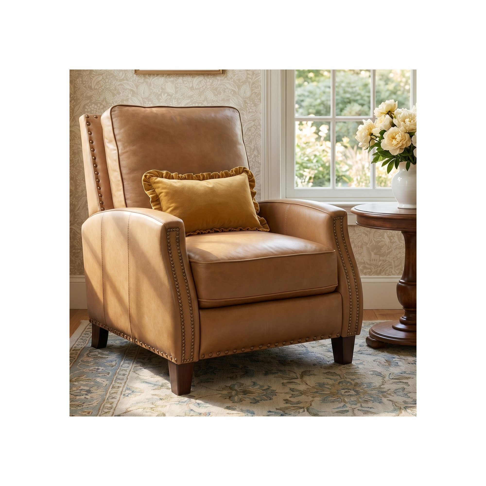 Llewellyn 31" Wide Leather Manual Standard Recliner, Shoreham Ponytail