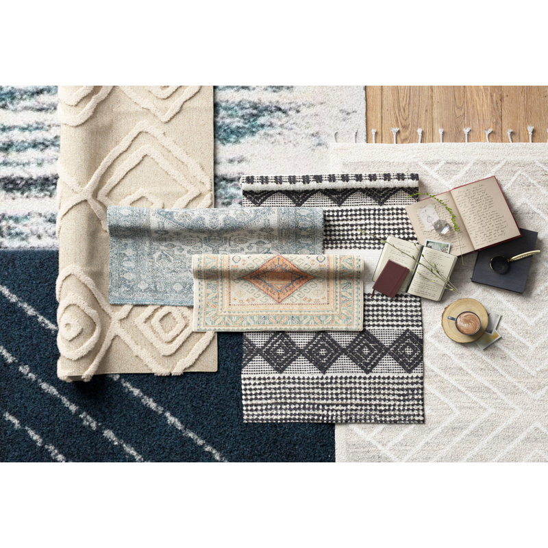 Tapis beige abstrait en laine touffeté, Rectangle 8 pi x 10 pi