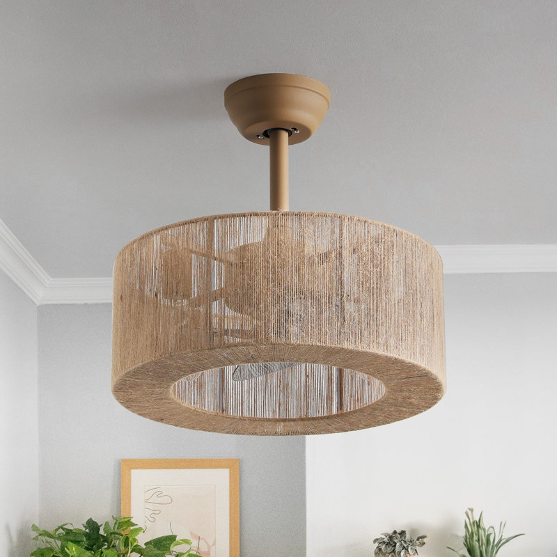 Ventilateur de plafond en cage 17,7 "avec lumières et télécommande, minuterie 6 vitesses pour chambre à coucher