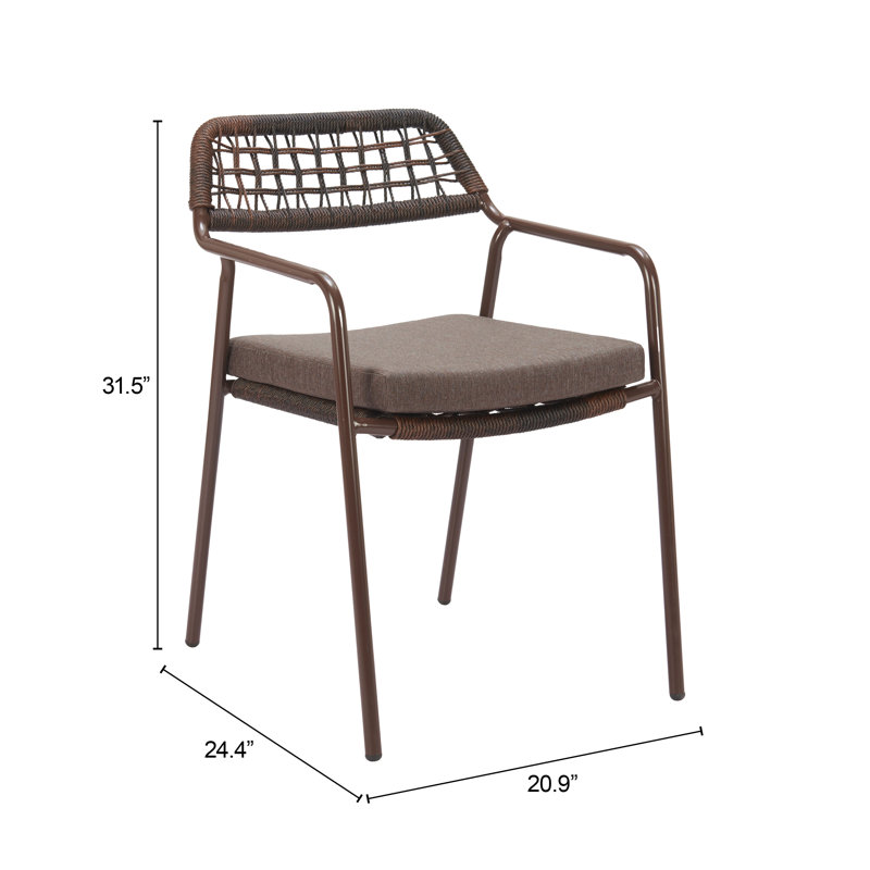 Ensemble de 2 chaises de salle à manger d'extérieur en rotin moderne, Brun