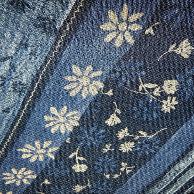 Tapis bleu/ivoire à motifs Niobrara, Carré 8 pi