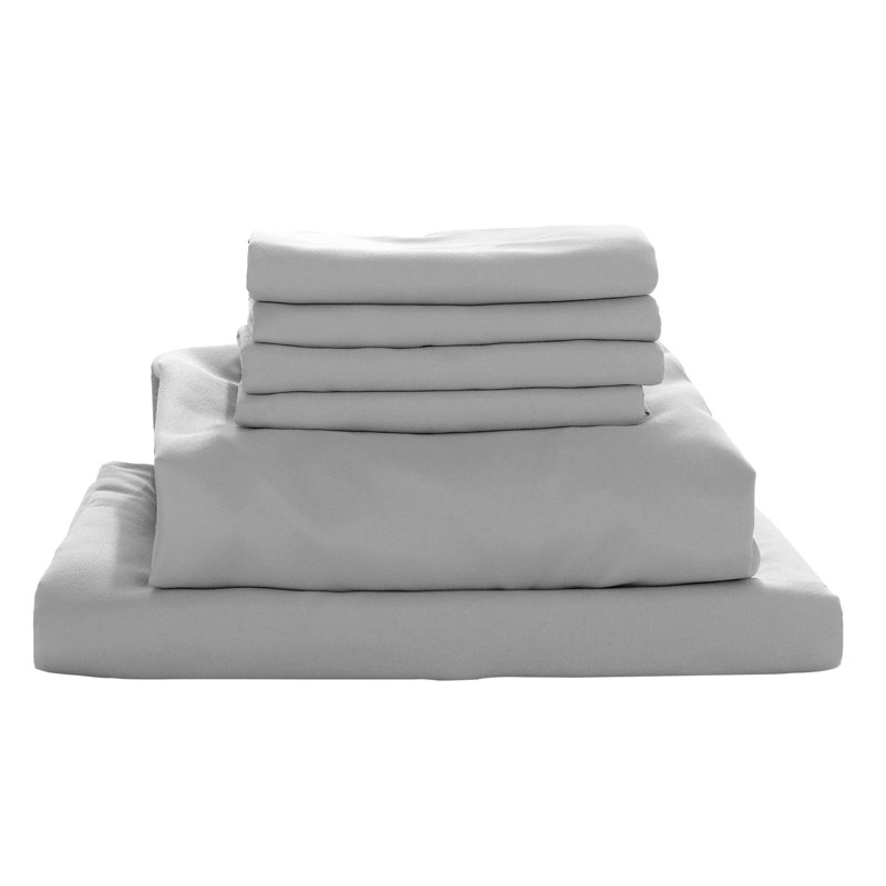 Microfiber Sheet Set, Gray, Twin XL Sheet Set with Fitted Sheet 