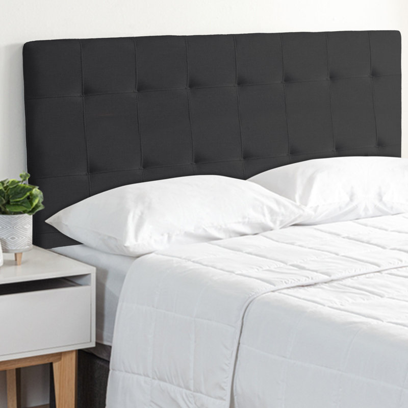 Grande tête de lit tapissier réglable classique en tissu de lin, pieds en métal, Gris foncé