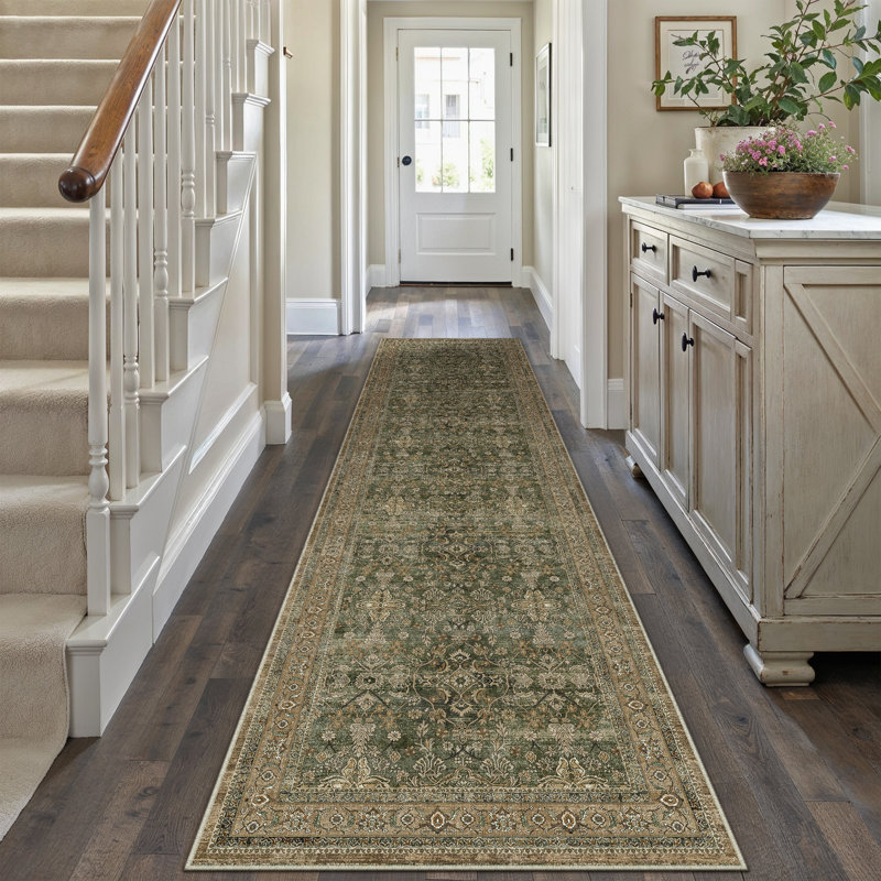Kellems Vintage Machine Washable Area Rugs For Living Room With Non-Slip Backing, Runner 2' x 8'