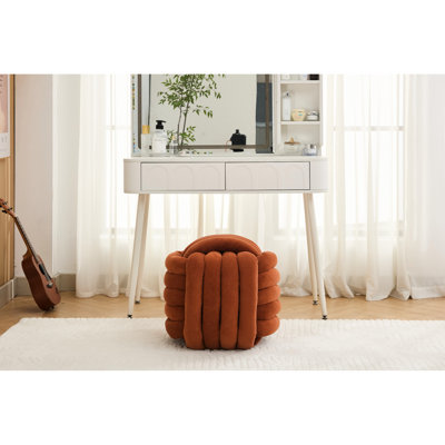 Repose-pieds élégant en chenille - confortable pour la chambre à coucher. Orange, 19,54 po P x P 17,25 H, 15,19 lb. Revêtement, rembourré de mousse, structure en bois, capacité de 250 lb, tissu d'assemblage rapide sans tabouret moderne