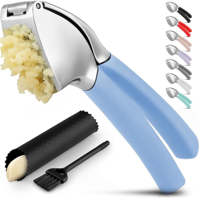 Presse à ail Zulay Comfort Grip - Outil à hacher à l'ail - Broyeur à l'ail - À l'ail résistant à la rouille avec poignée ergonomique douce