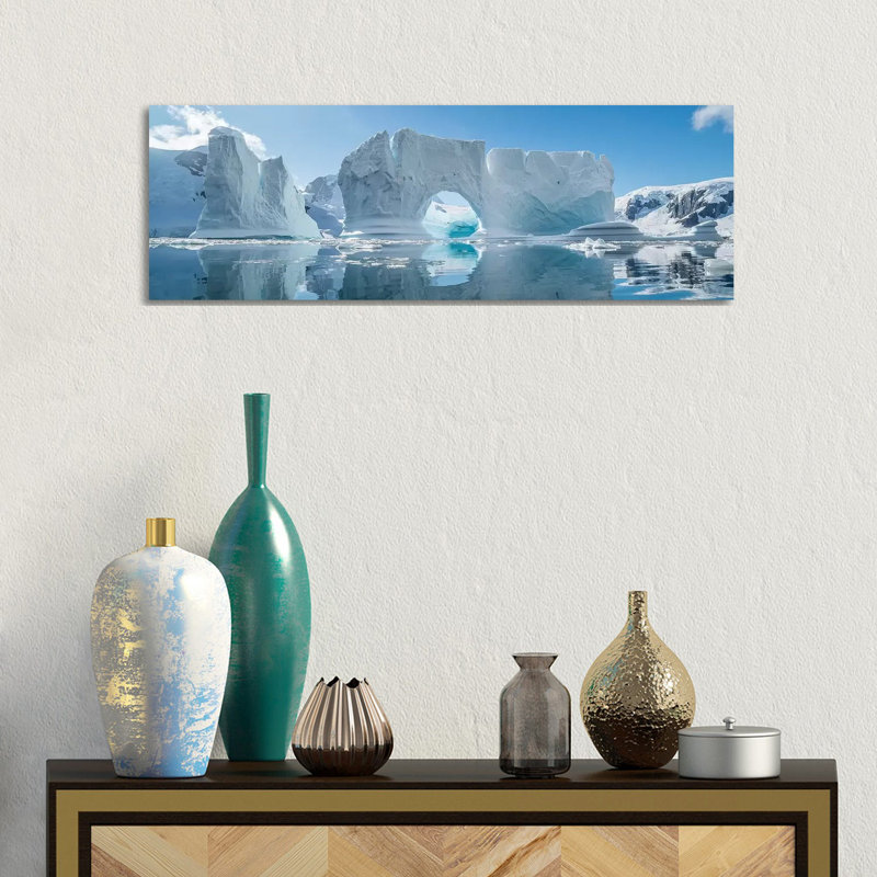 Icebergs Floating In The Southern Ocean, Antarctic Peninsula, Antarctica - Wrapped Canvas Panoramic Print