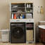 Armoire de rangement au-dessus de la laveuse et de la sécheuse convenant aux machines à laver compactes, organisateur de rangement pour salle de lavage avec 1 panier à linge, 4 portes, 1 tiroir et 2 tablettes réglables - Antique