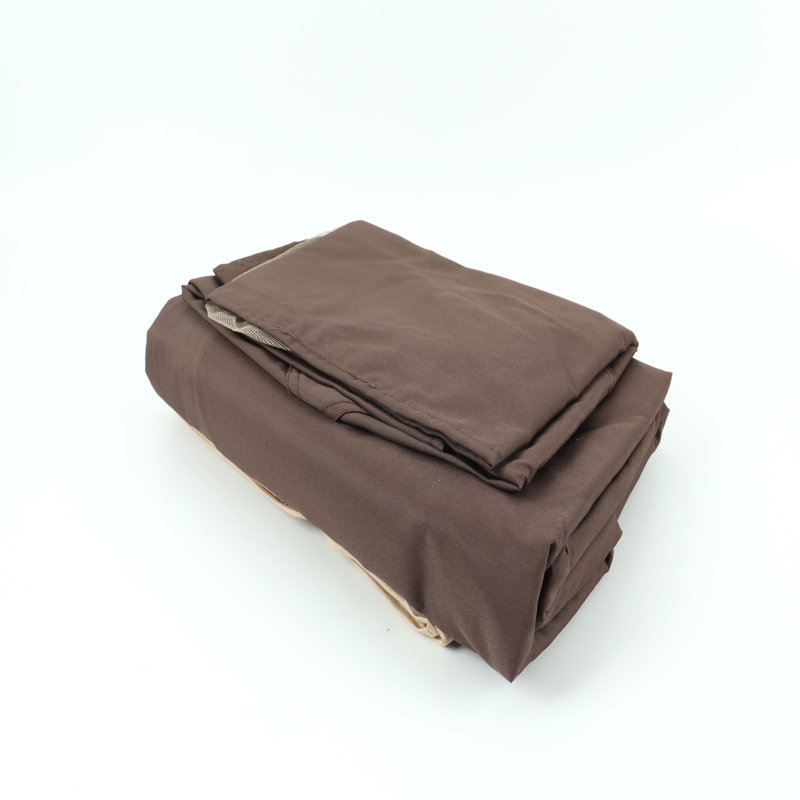 10X10 Ft Outdoor Patio Gazebo Replacement Canopy,Double Tiered Gazebo Tent Roof Top Cover Only Wavy Border(Frame Not Include)-BROWN