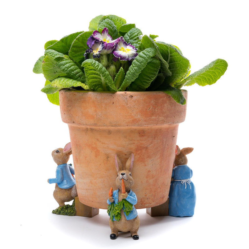 Salamon Stone Weather Resistant Planter Feet, Light Brown/Blue/White