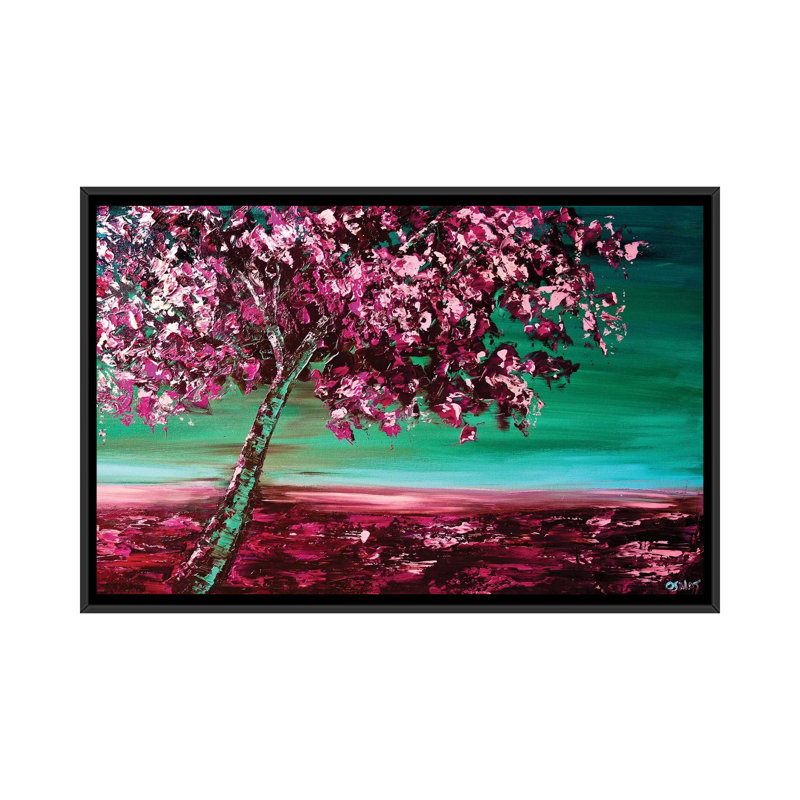 «Swiger Under the Cherry Tree», reproduction sur toile, H 18 po x l 26 po x P 1,5 po, Toile encadrée noire, Pas de tapis