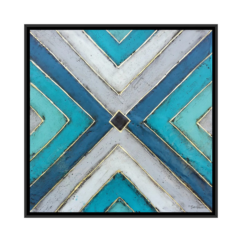 Geometric Common Ground by Britt Hallowell - 1 Piece Wall Art on Canvas, 45.72 cm H x 45.72 cm W, Black Floater Frame