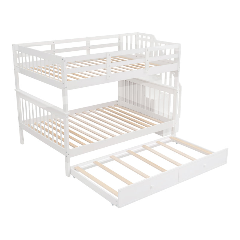 Lit double casiers et garde-corps pour chambres et dortoirs, Blanc