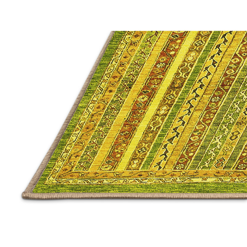 Tapis abstraits jaunes lavables à la machine 539, Tapis de couloir 2 pi x 5 pi