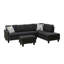 Ensemble de trois pièces de canapé multifonctionnel en similicuir noir (siège simple + siège double + tabouret de rangement) avec table basse pliante et décoration cloutée en cuivre rétro