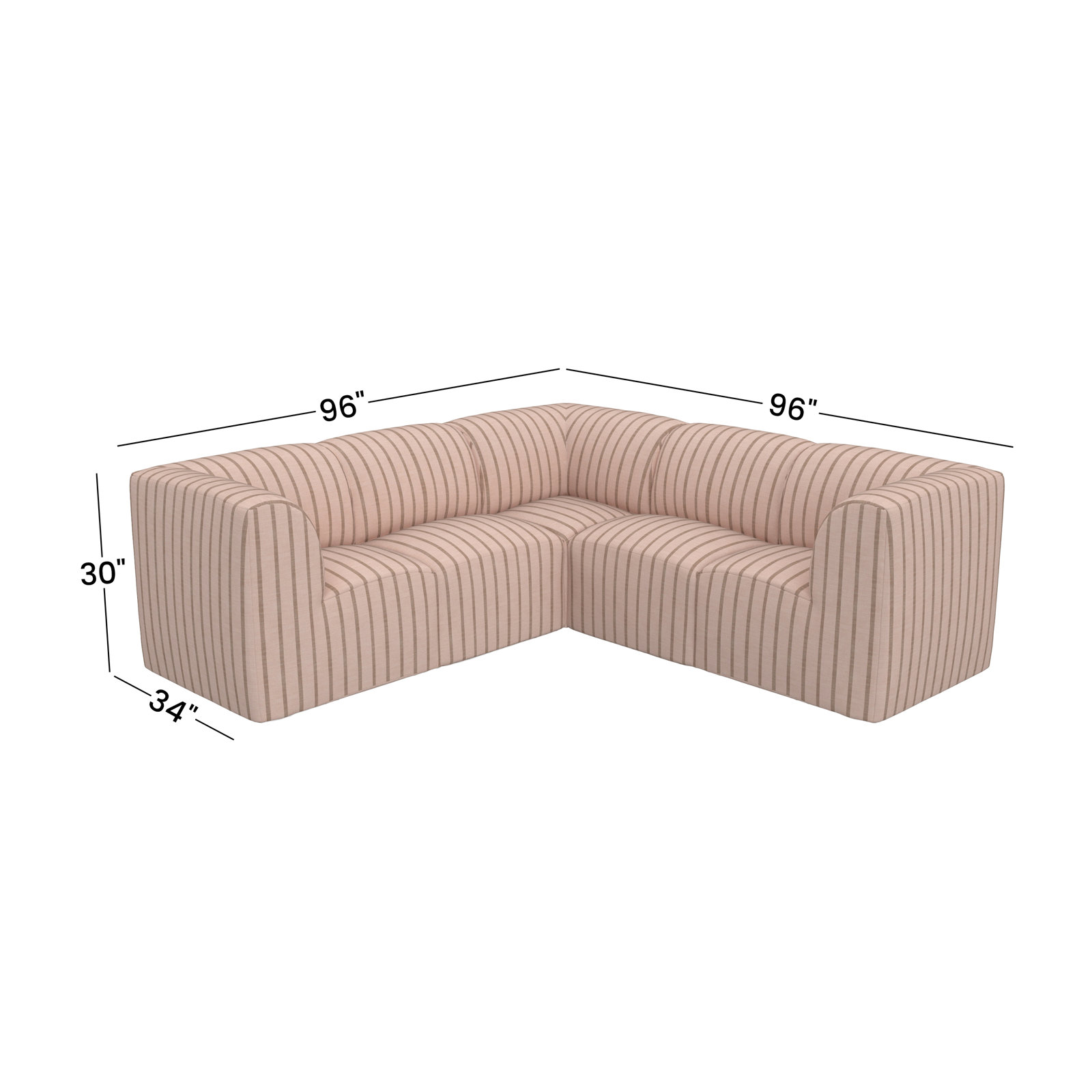 Praia 124" 5 - Piece Sunbrella® Outdoor Modular Sectional, Pink Striped Sunbrella®