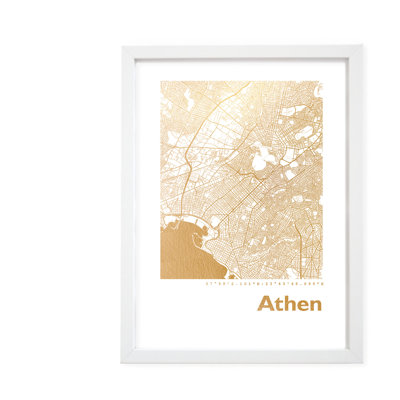 Athens Map - Single Picture Frame Print