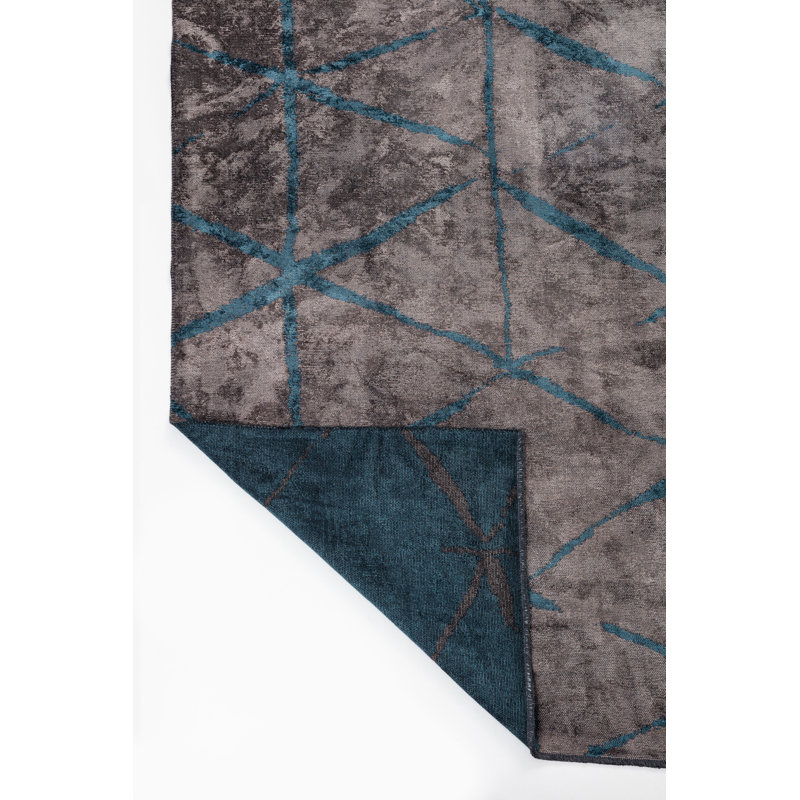 Rapture Gray/Teal Abstract Luxury Area Rug, Rectangle 7'10" x 11'2"