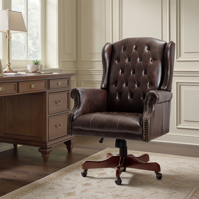 Fauteuil de direction traditionnel en simili cuir Swain