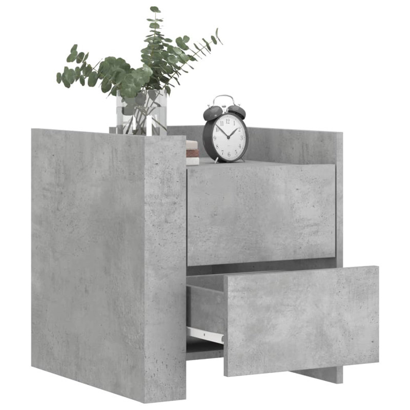 Radhiya 45 cm W Bedside Table, Concrete Grey