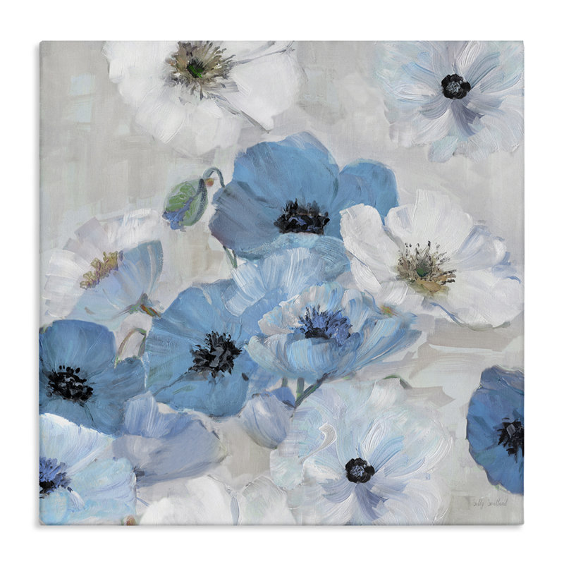 "Blue & White Flowers", art mural par Sally Swatland, H 30 po x l 30 po