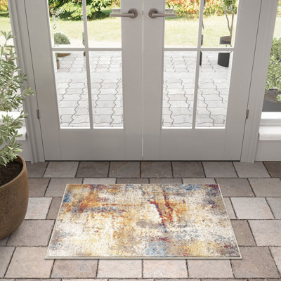 Tapis à motif abstrait contemporain Aikens, multicolore