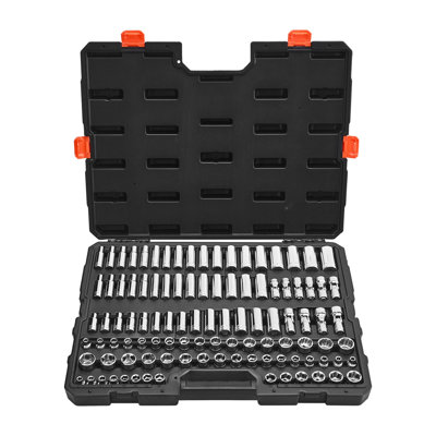 Socket Set, 104 Pieces, 3/8 inch Drive Socket Tool Set, Metric Size from 6 to 24 mm, Deep and Standard, Mechanic Tool Kit with Storage Case, Chrome Plated CR-V Alloy Steel, for Automotive Repair
