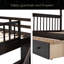 Lit superposé en escalier avec tiroir, rangement et garde-corps pour chambre à coucher-83706174