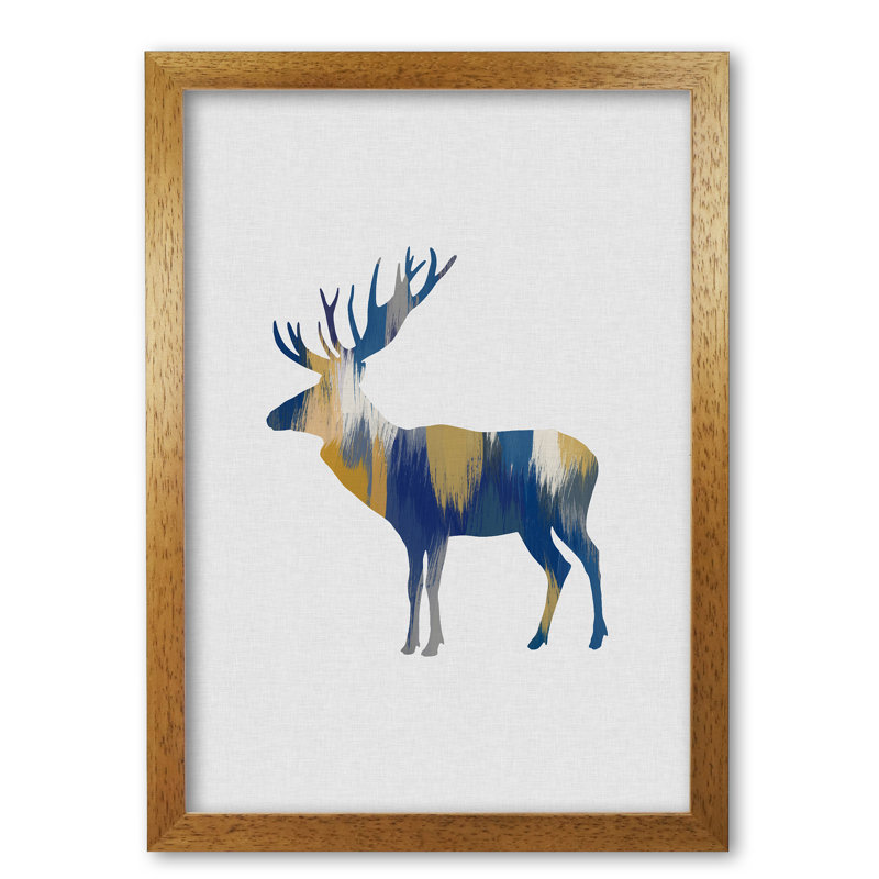 Moose - Print, Honey Oak Frame, 30 cm H x 21 cm W x 5 cm D